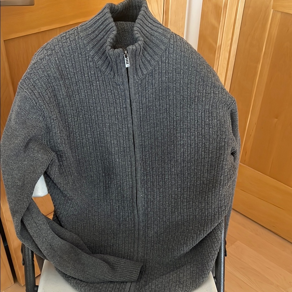 Men's Charcoal Zip-Up Sweater